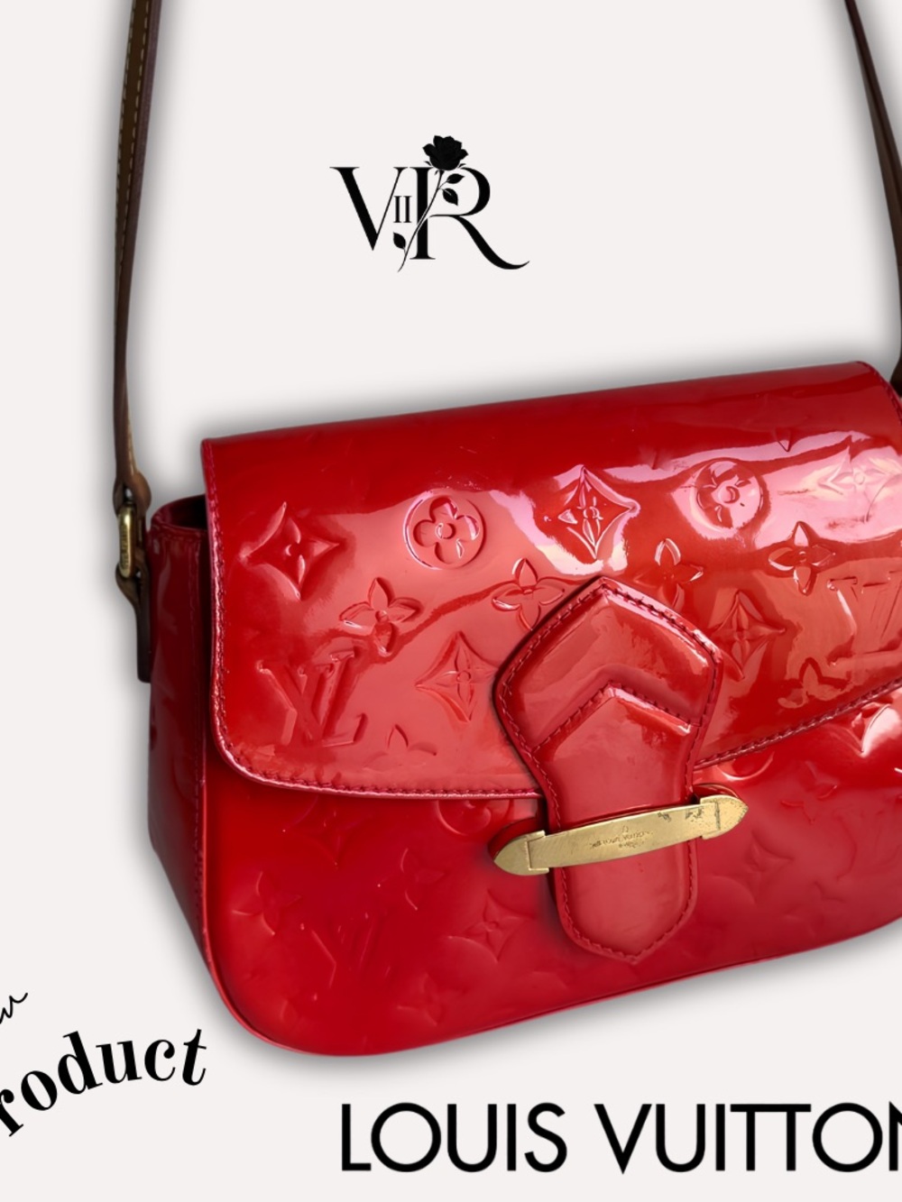 Louis Vuitton Red Vernis Monogram Shoulder Bag with Gold Hardware